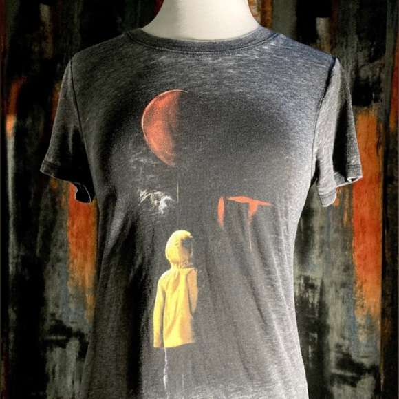 IT Clown Horror Movie Burnout Juniors T-shirt Georgie Balloon Halloween Size L - Picture 2 of 8